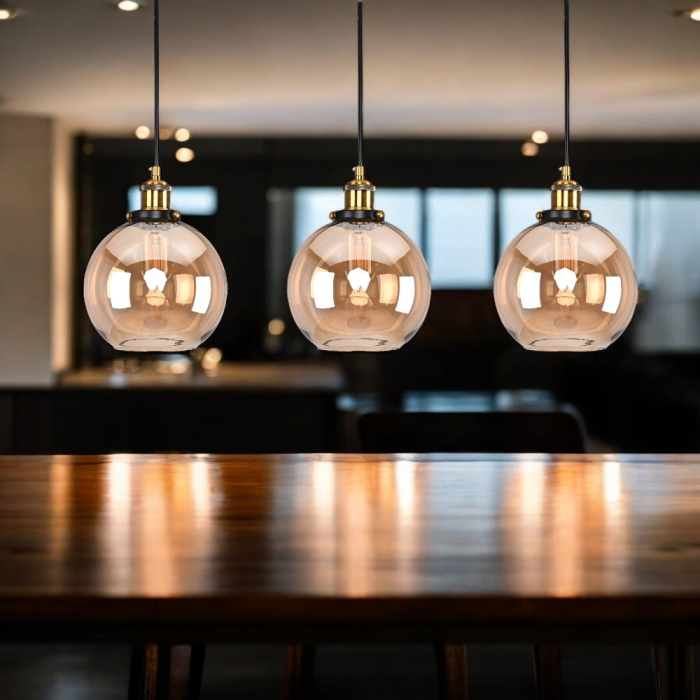 Подвесной светильник Loft Clear Glass Sphere Cloche Дымчатый ImperiumLoft