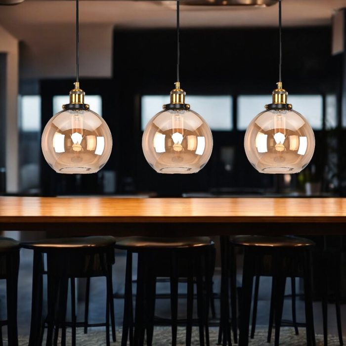 Подвесной светильник Loft Clear Glass Sphere Cloche Дымчатый ImperiumLoft