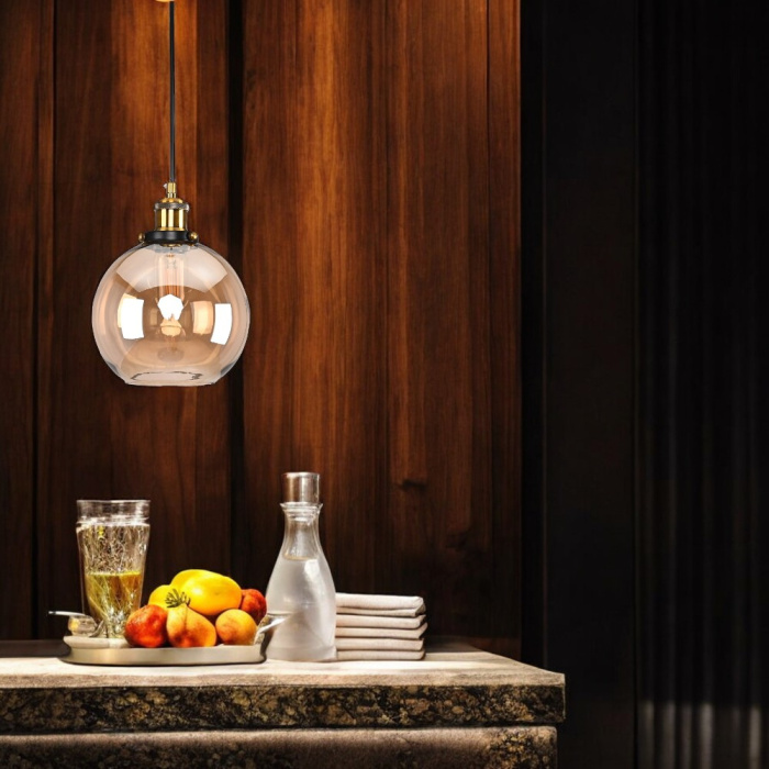 Подвесной светильник Loft Clear Glass Sphere Cloche Дымчатый ImperiumLoft