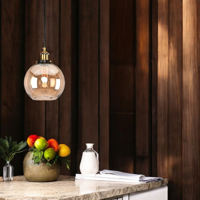 Подвесной светильник Loft Clear Glass Sphere Cloche Дымчатый ImperiumLoft