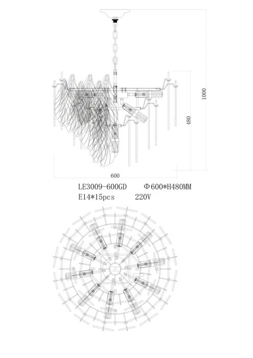 Подвесная люстра Leon Adele LE3009/600 GD