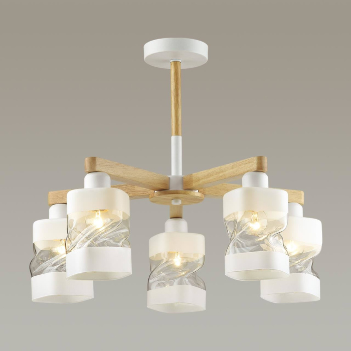 Люстра подвесная 4491/5C COUNTY LN21 202 белый, дерево Люстра потолочная E27 5*60W 220V BONNIE