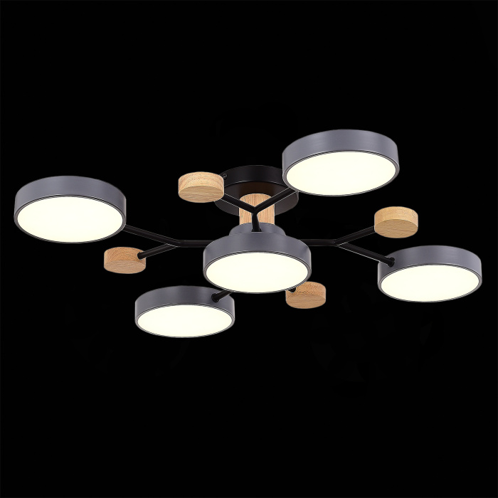 Светильник потолочный Серый/Серый LED 5*12W 3000K/4500K/6000K SLE6006-702-05
