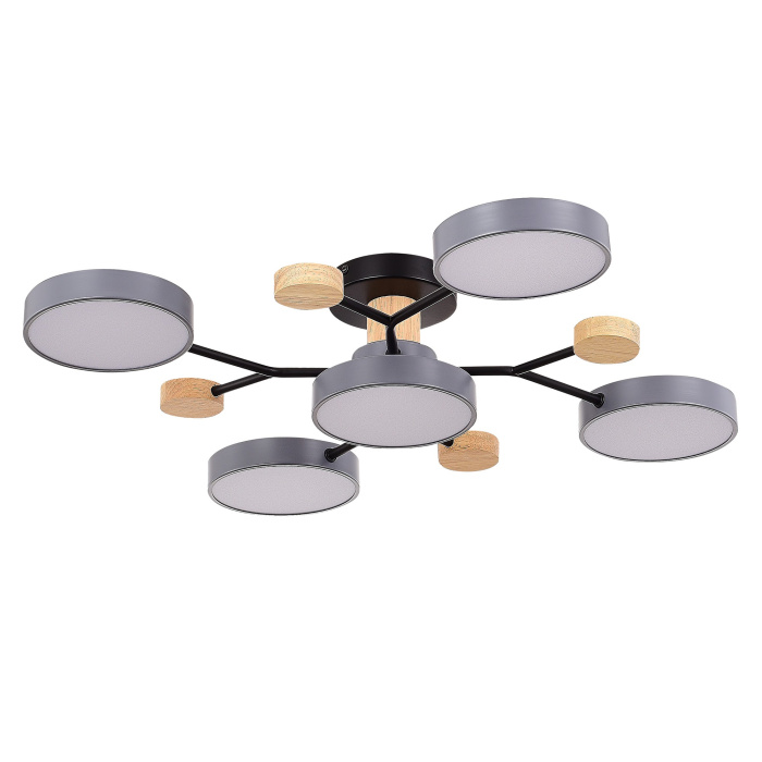 Светильник потолочный Серый/Серый LED 5*12W 3000K/4500K/6000K SLE6006-702-05