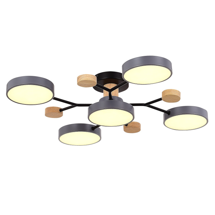 Светильник потолочный Серый/Серый LED 5*12W 3000K/4500K/6000K SLE6006-702-05