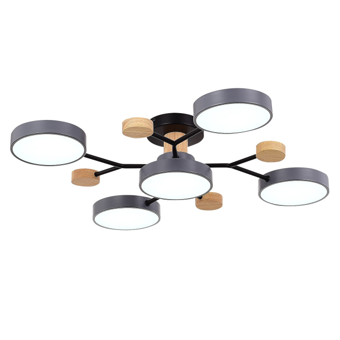 Светильник потолочный Серый/Серый LED 5*12W 3000K/4500K/6000K SLE6006-702-05