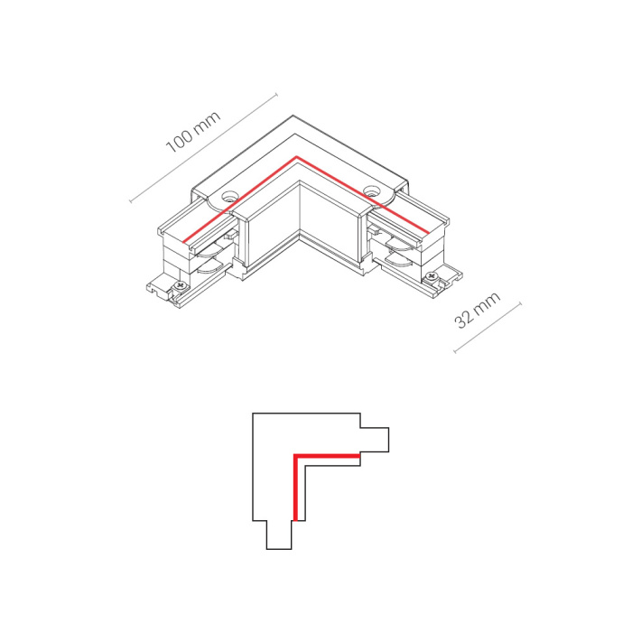 Коннектор для трехфазной трековой системы L-образный правый Nowodvorski Ctls Power Black 8228