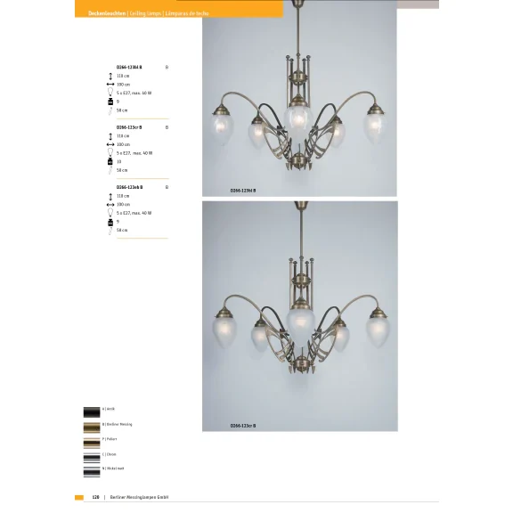 Люстра на штанге Berliner Messinglampen D266-123crB