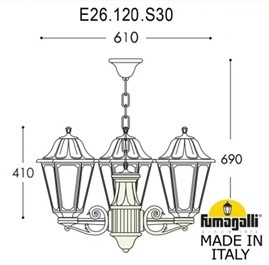 Подвесной уличный светильник FUMAGALLI SICHEM/RUT 3L (люстра) E26.120.S30.BYF1R