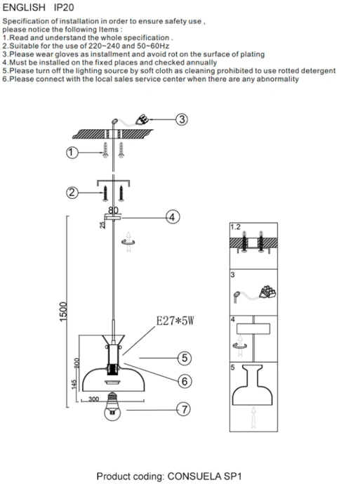 Светильник подвесной Crystal Lux CONSUELA SP1 BRASS