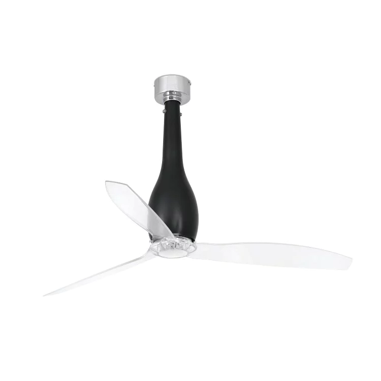Вентилятор без света ETERFAN Matt black/transparent ceiling fan with DC motor