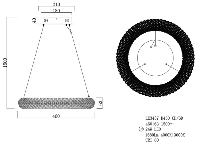 Подвесной светильник Leon Juliana LE3437-D450 CH