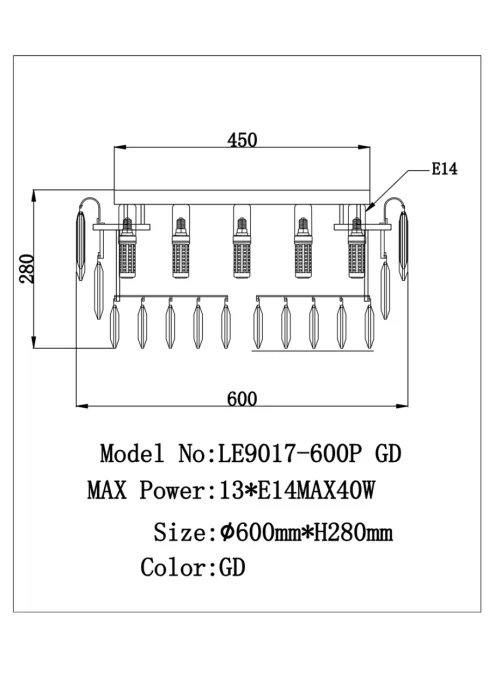 Потолочная люстра Leon Catherine LE9017/600P GD