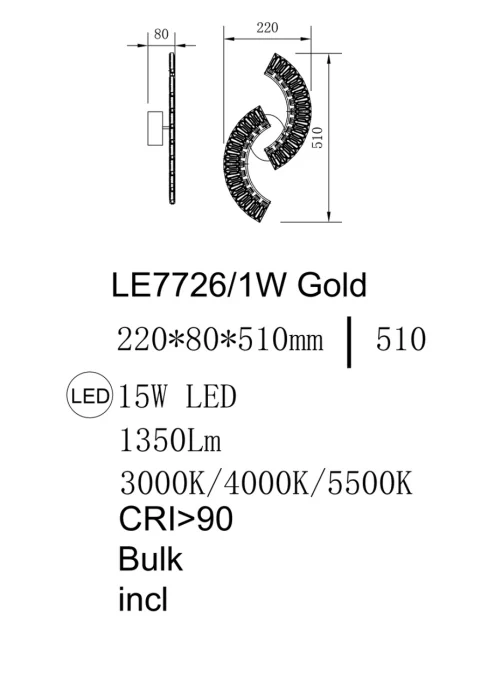Настенный светильник Leon Louise LE7726/1W Gold