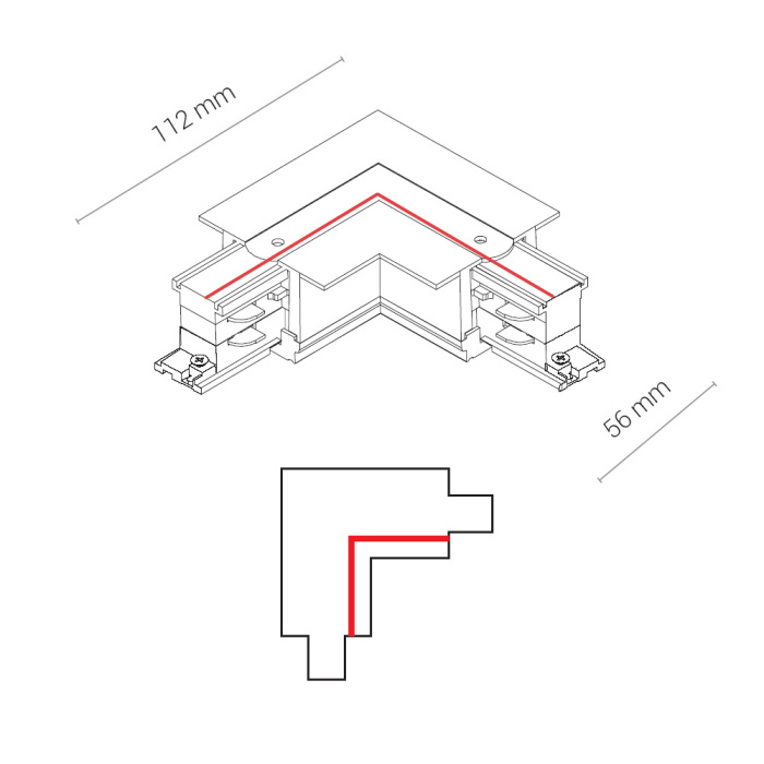 Коннектор для трехфазной трековой системы L-образный правый Nowodvorski Ctls Power Black 8231
