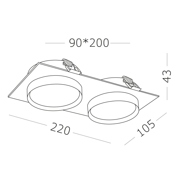 Светильник встраиваемый Черный GX53 2*50W IP20 L220xW109xH43 220V Без ламп ST258.408.02