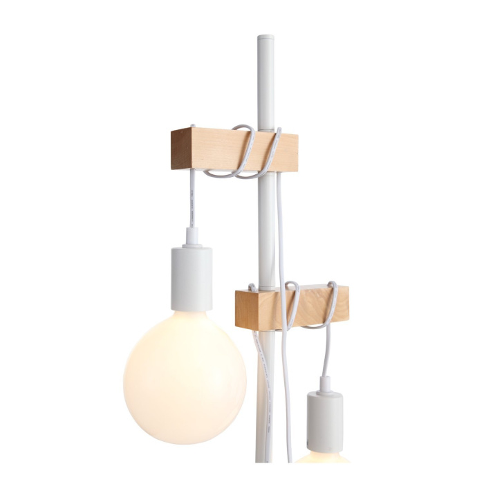 SL1142.505.01 Торшер Белый, Светлое дерево E27 2*60W