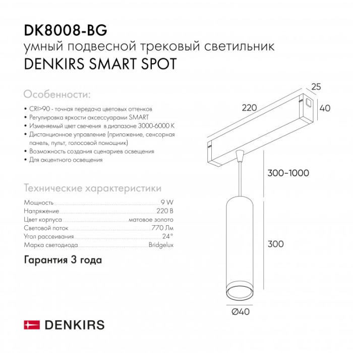 Светильник на шине Denkirs SMART SPOT DK8008-BG