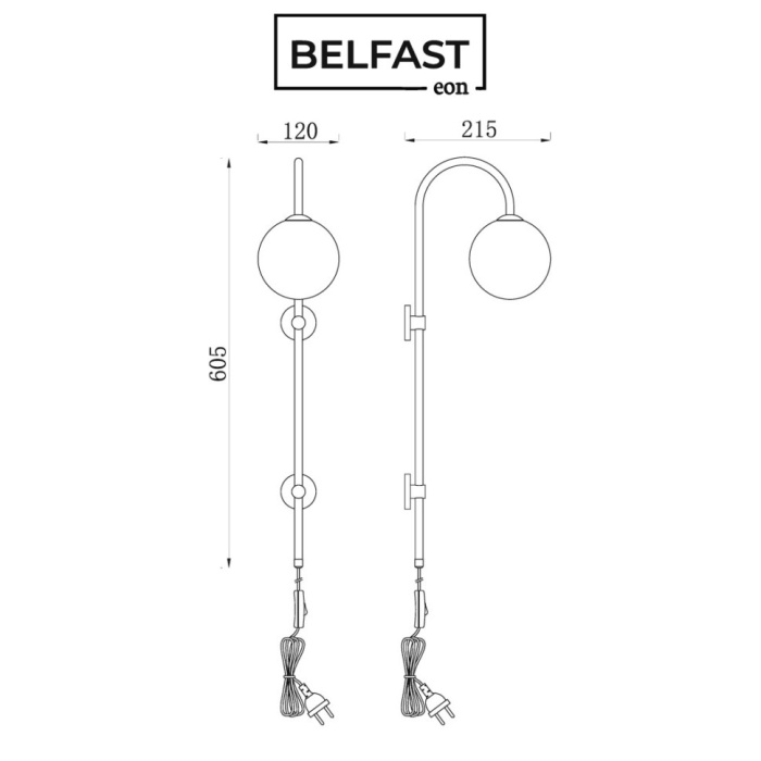 Бра Belfast Bryson 85043-1W BR MT