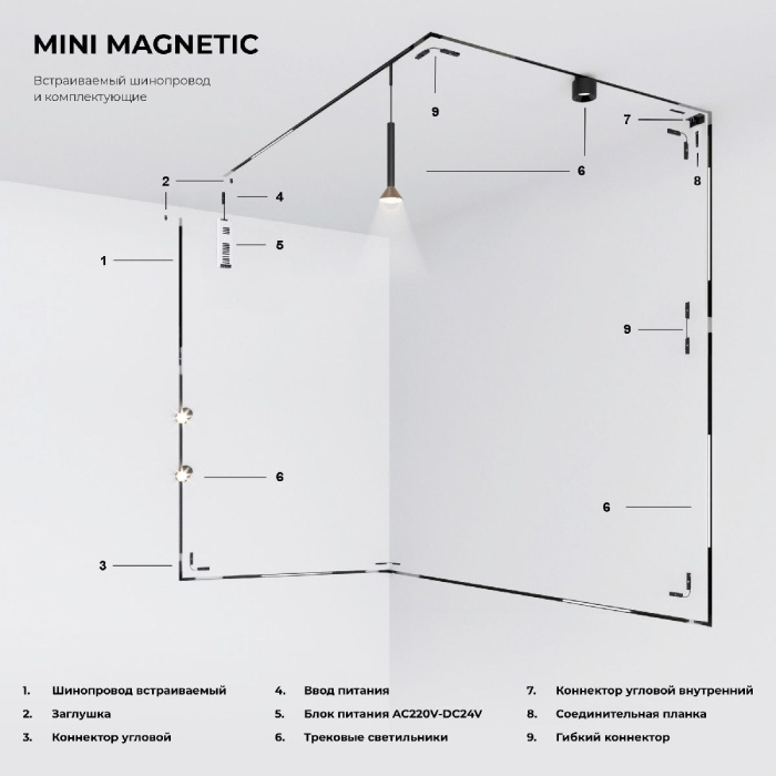 Шинопровод встраиваемый Elektrostandard Mini magnetic 4690389202490