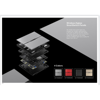 Смарт выключатель беспроводной (Zigbee) iLedex VISION SP 48V-4-BK