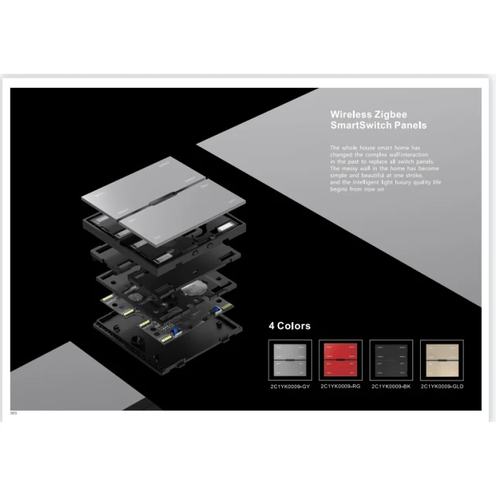 Смарт выключатель беспроводной (Zigbee) iLedex VISION SP 48V-4-BK