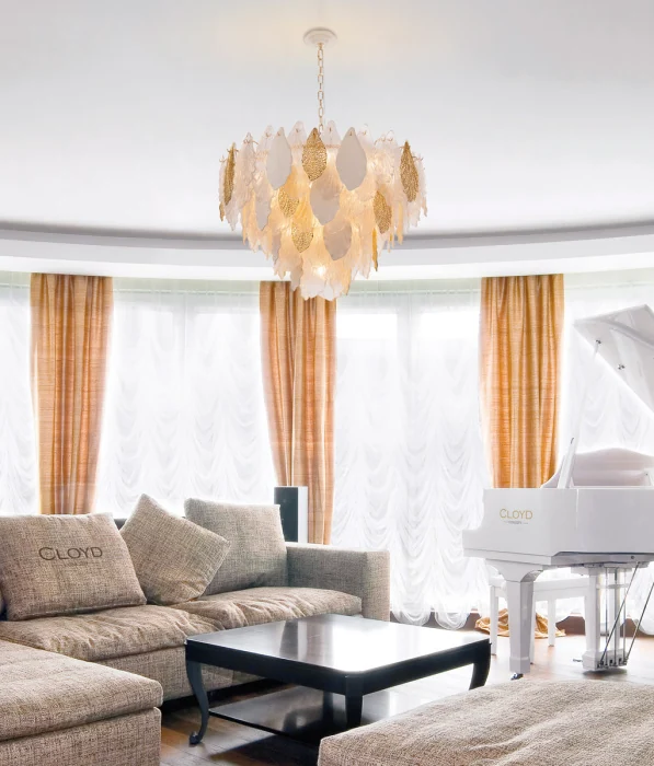 Люстра Cloyd SENEGAL-A C21 / Ø80 см - с золотыми листьями - золото (арт.10367)