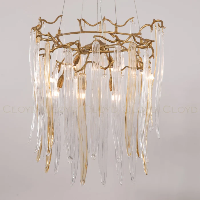 Люстра Cloyd SULAWESI C8 / Ø61 см - латунь - желт. стекло (арт.10398)