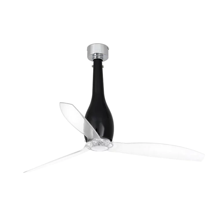 Вентилятор без света ETERFAN Shiny black/transparent ceiling fan with DC motor