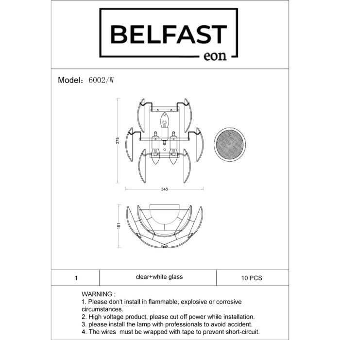 Светильник настенный Belfast Dublin 6002 / W CH WH