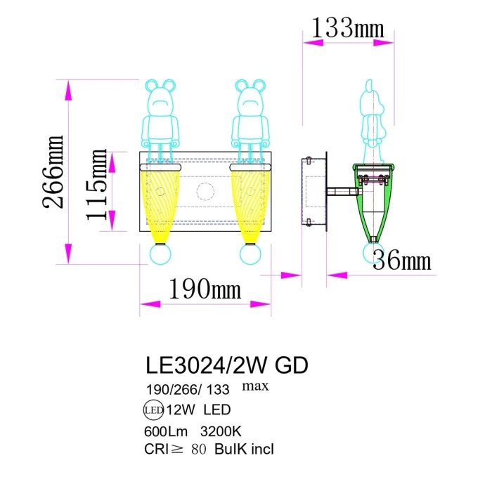 Бра Leon Joli LE3024/2W GD