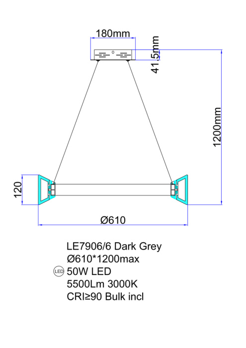 Подвесной светильник Leon Tina LE7906/6 Dark Grey