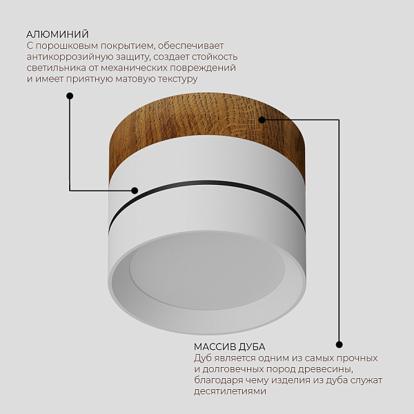 Накладной светильник Ledron BARREL Wooden White