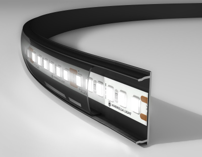 Алюминиевый профиль накладной гибкий 18*4 для светодиодной ленты до 15мм Ambrella light GP1600BK/BK