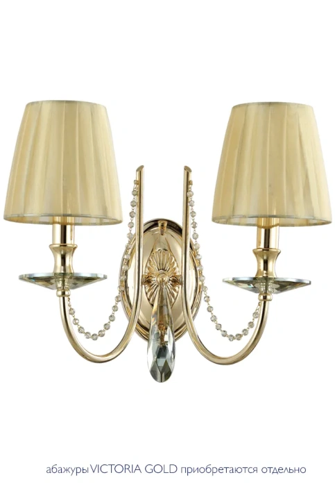 Бра Crystal Lux VICTORIA AP2 GOLD/AMBER