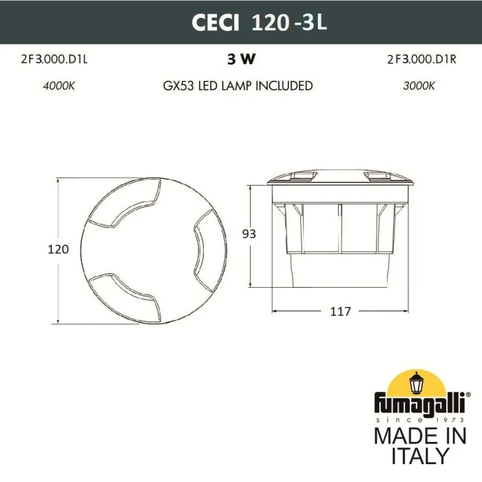 Грунтовый светильник FUMAGALLI CECI 120-3L  2F3.000.000.AXG1L