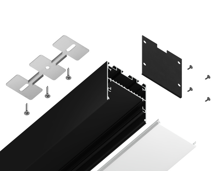 Алюминиевый профиль накладной/подвесной "Profile System" 42*45 для светодиодной ленты до 33,4мм Ambrella light GP3050BK