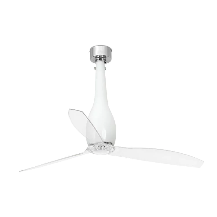 Вентилятор без света ETERFAN Shiny white/transparent ceiling fan with DC motor