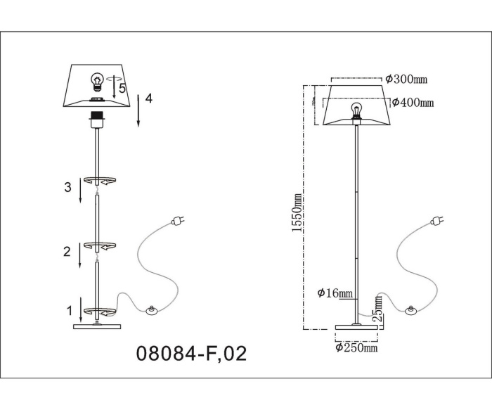 Торшер Верто хром Kink Light 08084-F,02