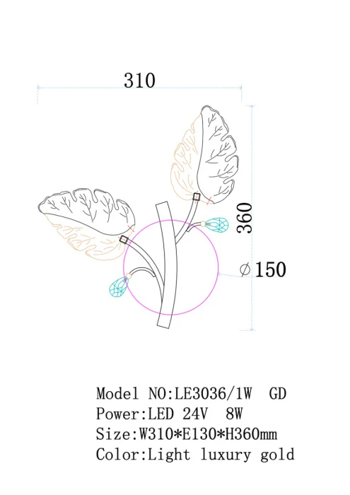Настенный светильник Leon Ilana LE3036/1W CH