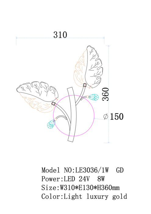 Настенный светильник Leon Ilana LE3036/1W CH