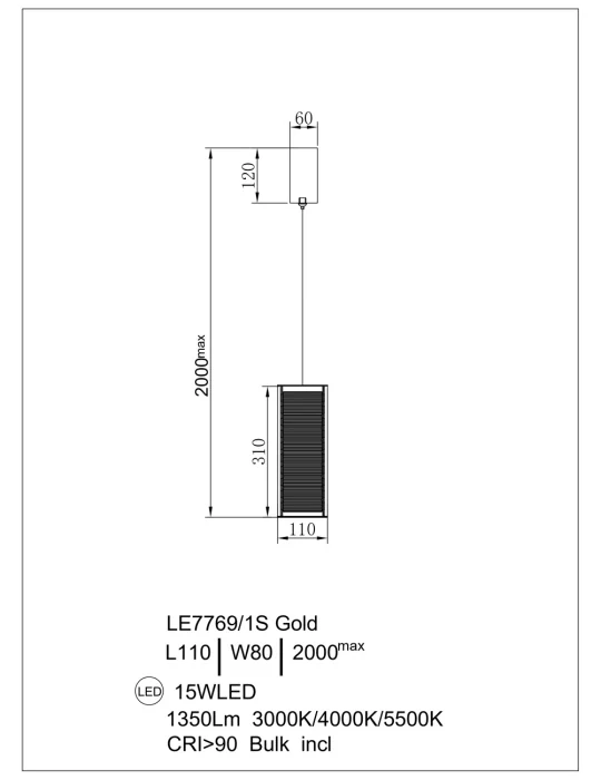 Подвесной светильник Leon Lumiere LE7769/1S Gold