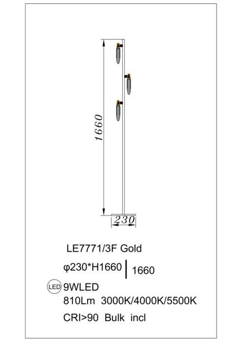 Торшер Leon Natali LE7771/3F Gold