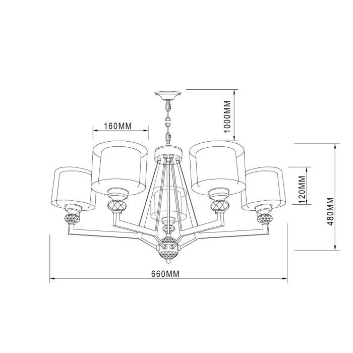 Подвесная люстра VL1053L05 Vele Luce