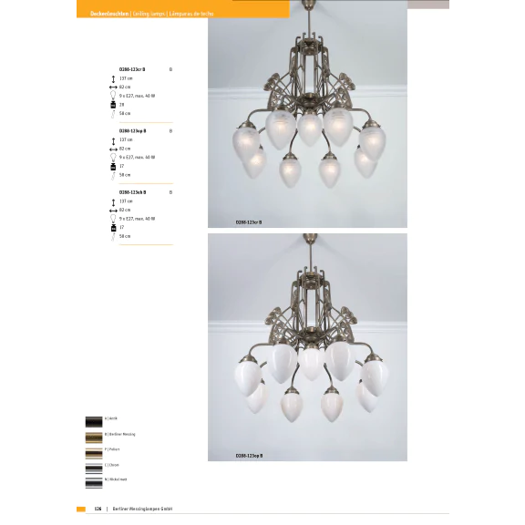 Люстра на штанге Berliner Messinglampen D288-123crB