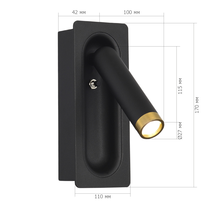 Светильник настенный ST-Luce черный/черный,латунь LED 1*3W 4000K SL6238.401.01