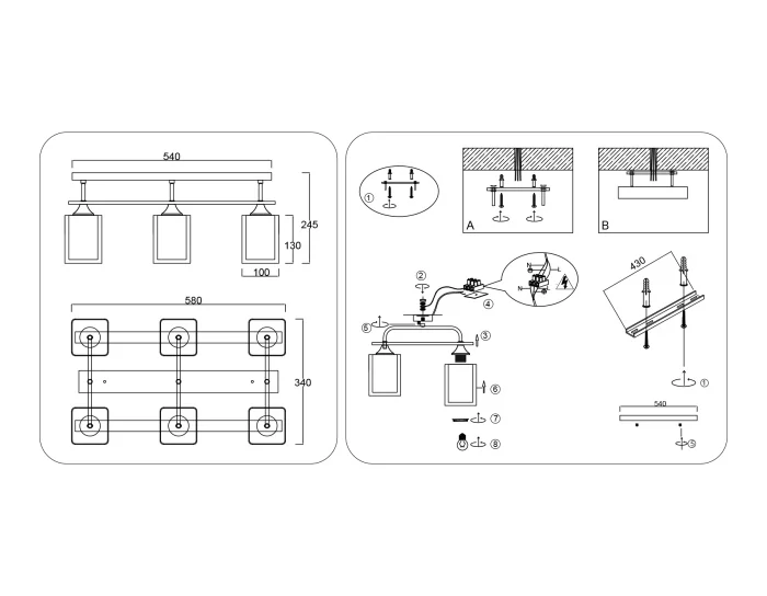 Светильник потолочный со стеклянными плафонами AMBRELLA light TR3033247