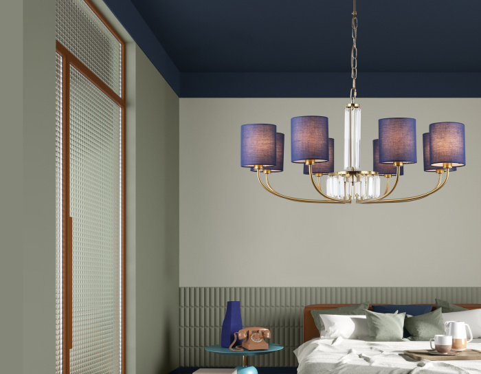 Подвесная люстра с абажурами и хрусталем Ambrella light LH71273