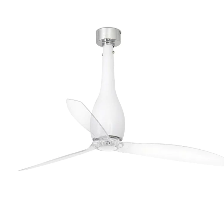 Вентилятор без света ETERFAN Matt white/transparent ceiling fan with DC motor