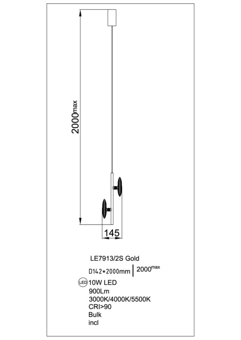 Подвесной светильник Leon Iris LE7913/2S Gold